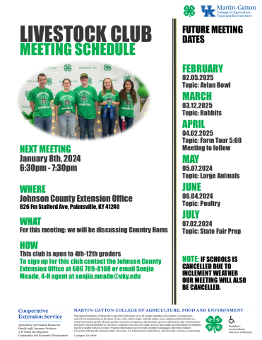 Livestock Club Meeting Flyer